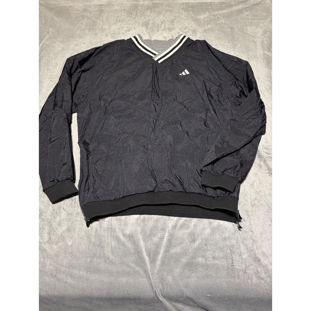 Adidas Mens Size XL Black Lined Pullover Small Side Zip Y2K